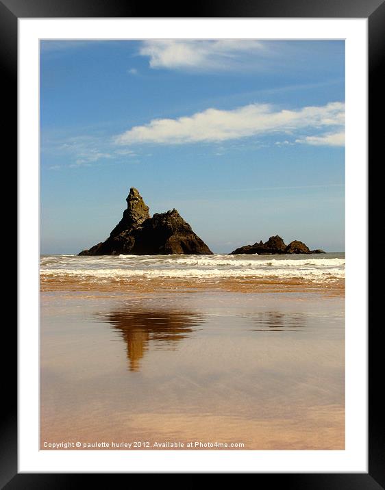 Church Rock.Reflection.Pembrokeshire. Framed Mounted Print by paulette hurley