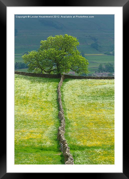 Lone Tree and Stone Wall Framed Mounted Print by Louise Heusinkveld