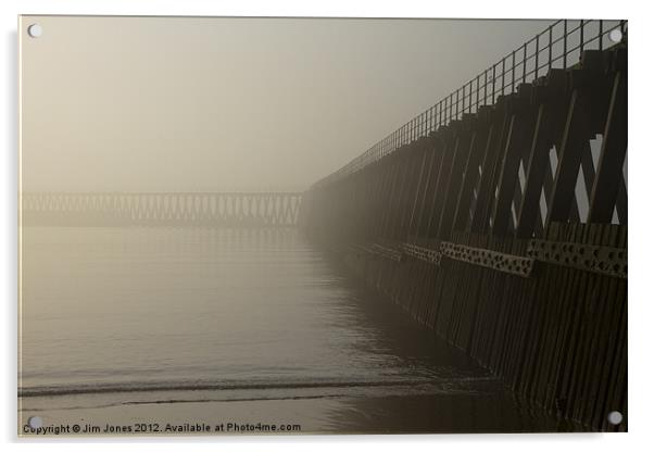 Wooden Pier in the mist Acrylic by Jim Jones