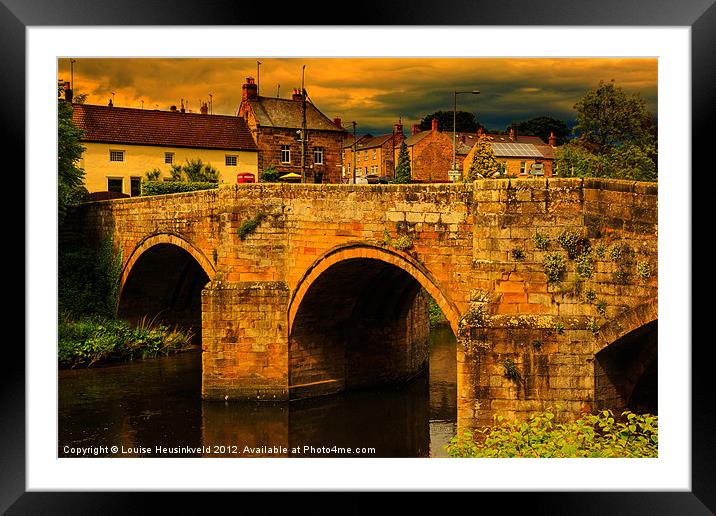 Medieval bridge over the Coquet Framed Mounted Print by Louise Heusinkveld