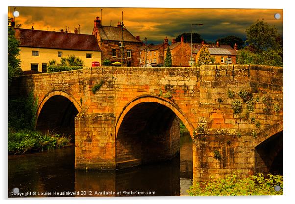 Medieval bridge over the Coquet Acrylic by Louise Heusinkveld