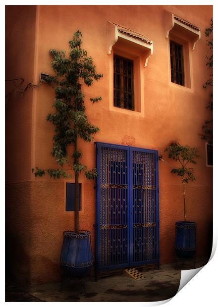 Blue doorway Marrakech Print by David Worthington