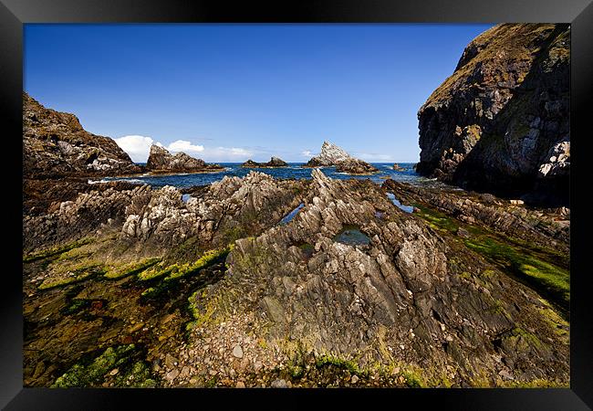 Rocky Seascape in Aberdeenshire Framed Print by Steven Clements LNPS