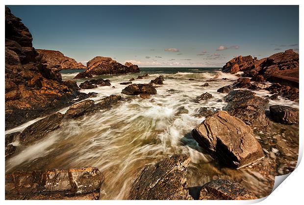 Rushing Sea at Tairlar Beach Print by Steven Clements LNPS