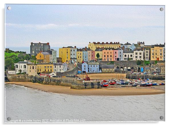 Tenby.Pembrokeshire.Embossed. Acrylic by paulette hurley