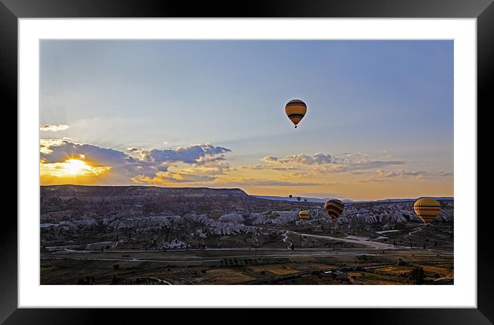 Sunrise flight over Cappadocia Framed Mounted Print by Arfabita  