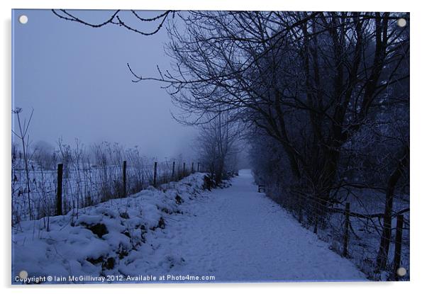 Snowy Lane at Dusk Acrylic by Iain McGillivray