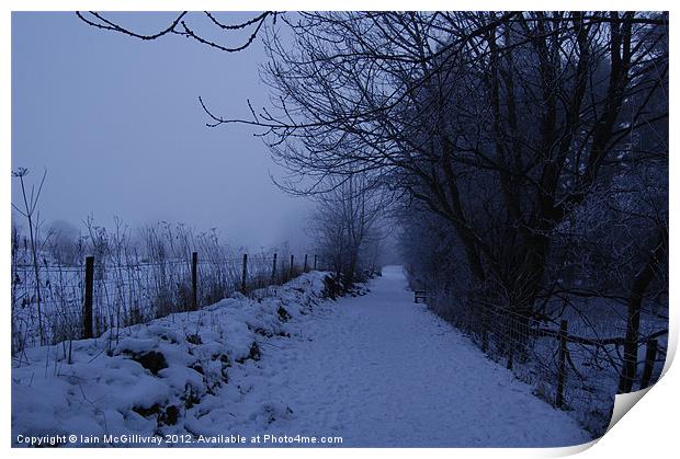 Snowy Lane at Dusk Print by Iain McGillivray