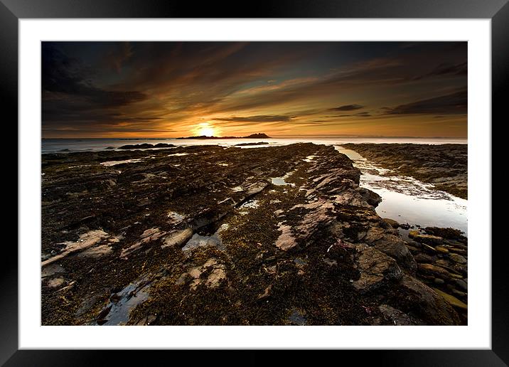Sunset Seascape at Gardenstown Aberdeenshire Framed Mounted Print by Steven Clements LNPS