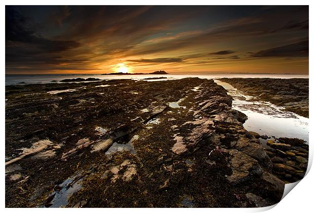 Sunset Seascape at Gardenstown Aberdeenshire Print by Steven Clements LNPS