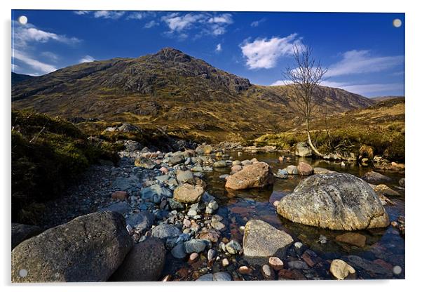 Mountain Stream in Glencoe Scotland Acrylic by Steven Clements LNPS