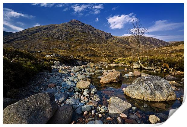 Mountain Stream in Glencoe Scotland Print by Steven Clements LNPS