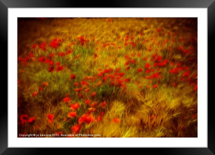 the field is ablaze Framed Mounted Print by Jo Beerens