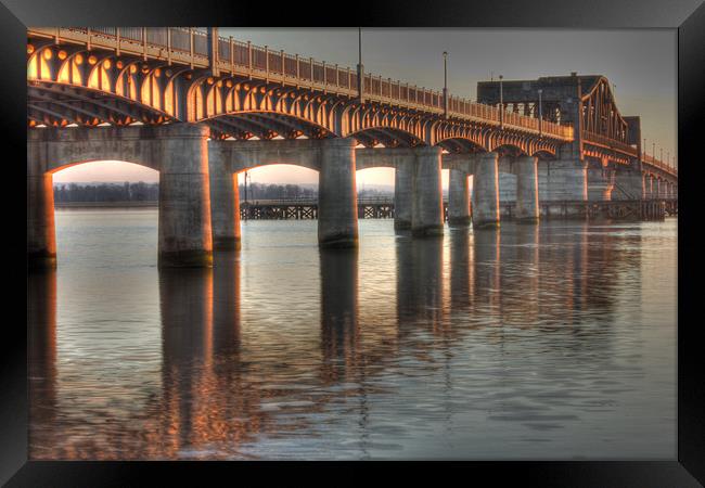 Kincardine Bridge at sunset Framed Print by Claire McQueen