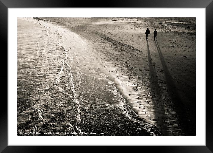 Evening beach walk Framed Mounted Print by Carmen Clark