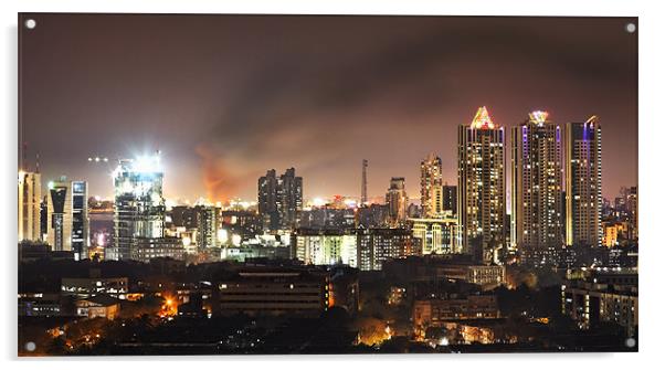 Fire Mumbai Night sky Acrylic by Arfabita  