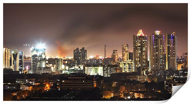 Fire Mumbai Night sky Print by Arfabita  