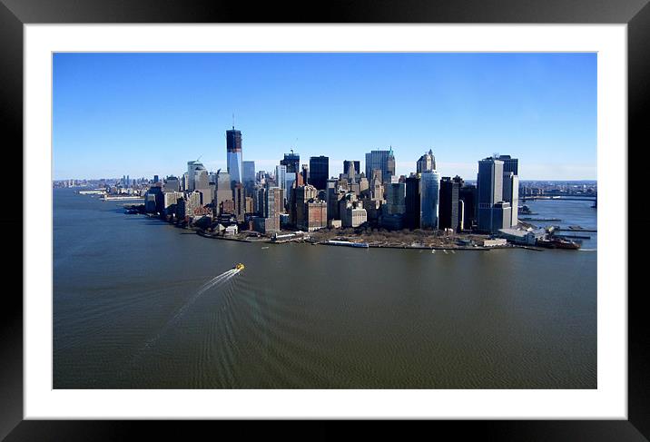 New York from helicopter Framed Mounted Print by James Wasdell