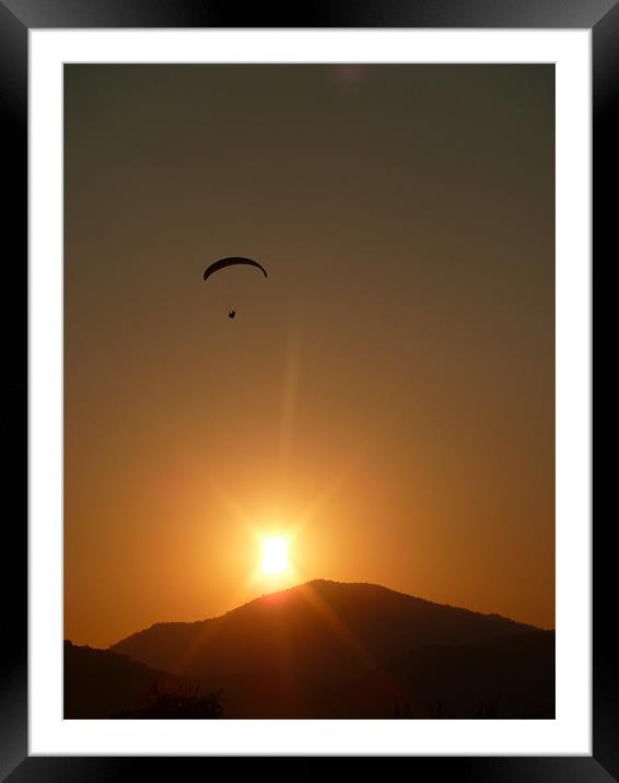 Paragliding Sunset Framed Mounted Print by Richard Ashton