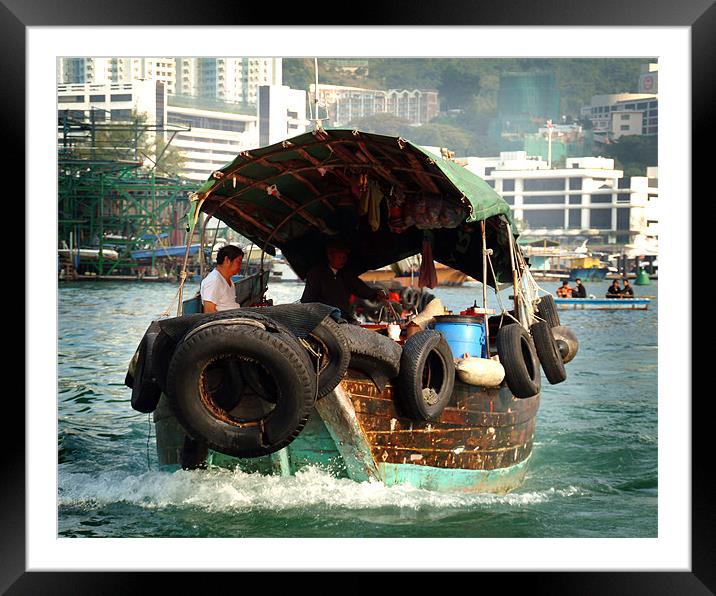 Hong Kong Harbour boat Framed Mounted Print by David Worthington