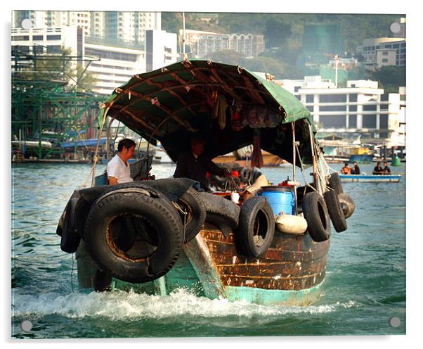 Hong Kong Harbour boat Acrylic by David Worthington