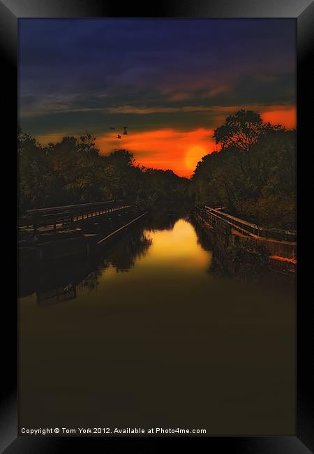SUNSET AT THE OLD CANAL Framed Print by Tom York