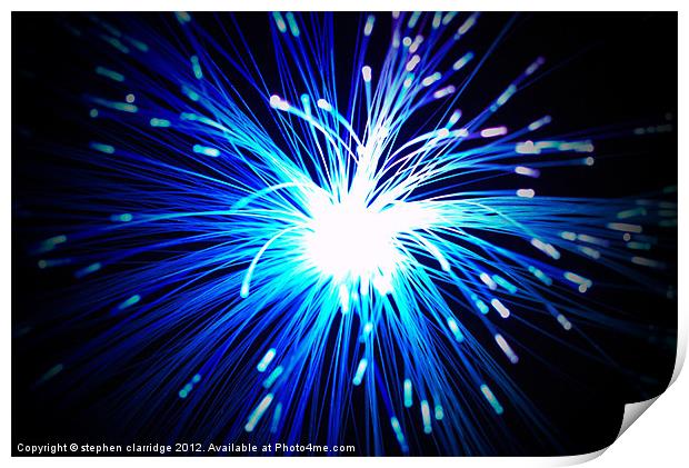 Blue fiber optics Print by stephen clarridge