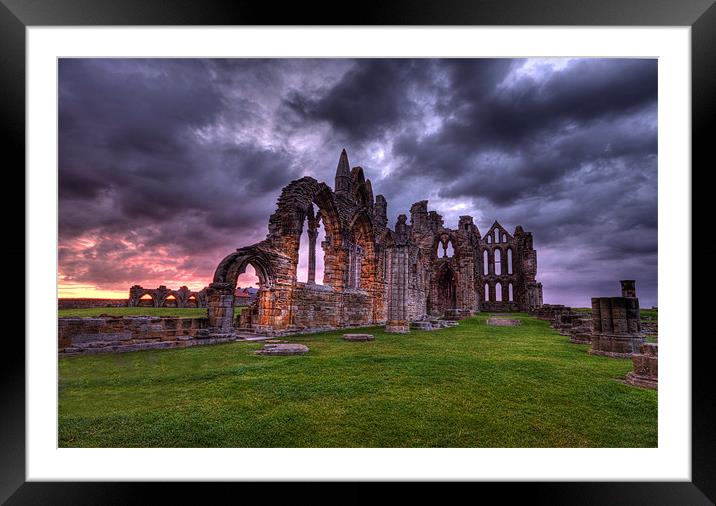 sunrise at whitby abbey north yorkshire Framed Mounted Print by simon sugden