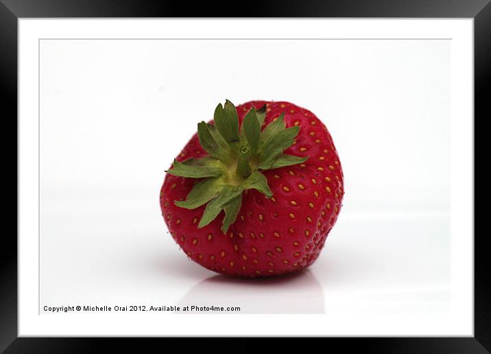 Single Strawberry Framed Mounted Print by Michelle Orai