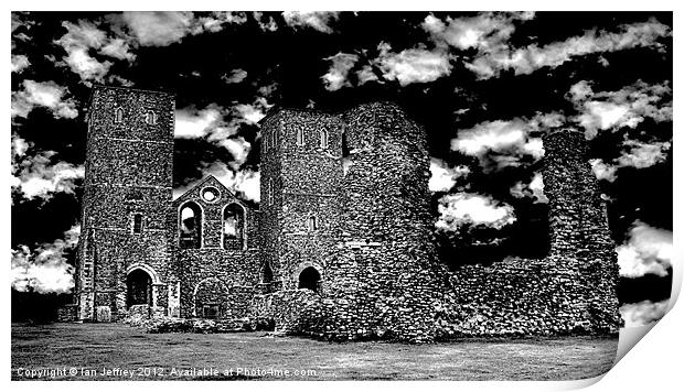 Reculver Castle - Monotone Print by Ian Jeffrey