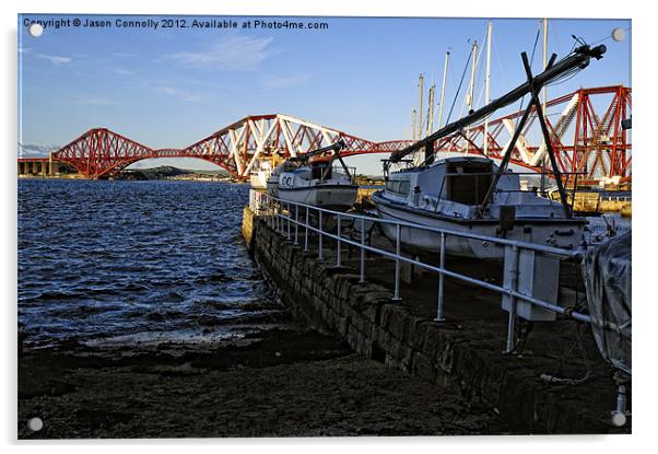 Boats At South Queensferry Acrylic by Jason Connolly