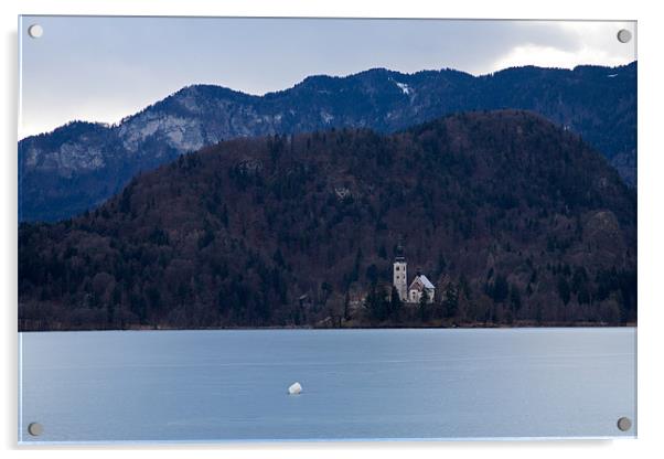 View across frozen Lake Bled Acrylic by Ian Middleton