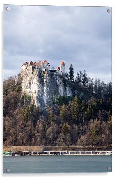 Lake Bled castle Acrylic by Ian Middleton