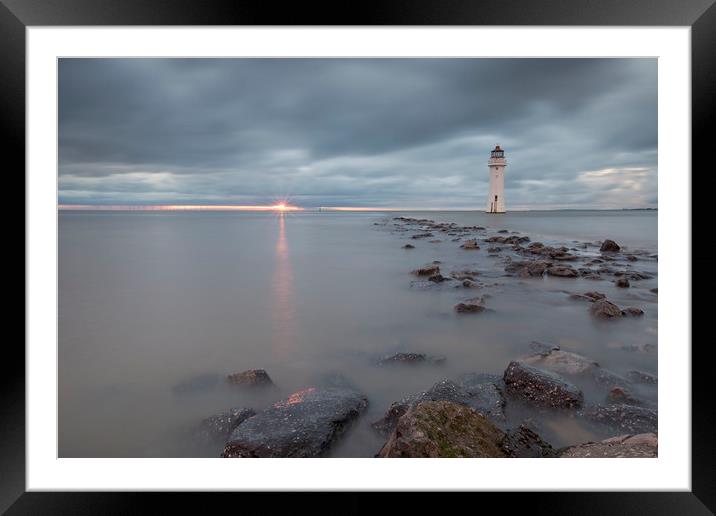 SUNSET AT PERCH ROCK LIGHTHOUSE Framed Mounted Print by raymond mcbride