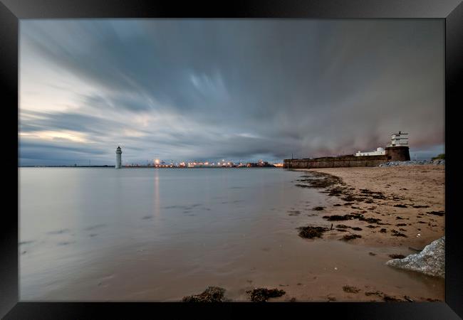 INCOMING TIDE (Evening at Perch Rock) Framed Print by raymond mcbride