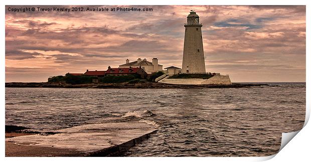 St Mary's Lighthouse Print by Trevor Kersley RIP