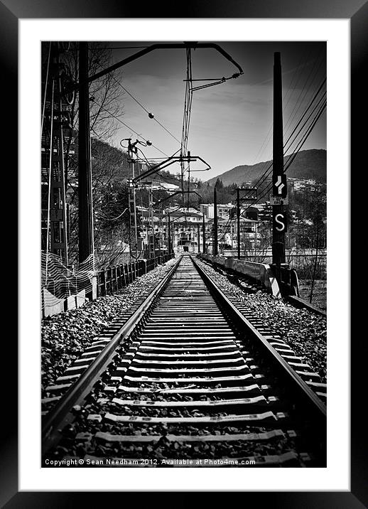 Single Track Railway Line Framed Mounted Print by Sean Needham