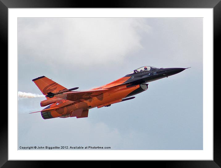Dutch F16 Fighter 2 Framed Mounted Print by John Biggadike