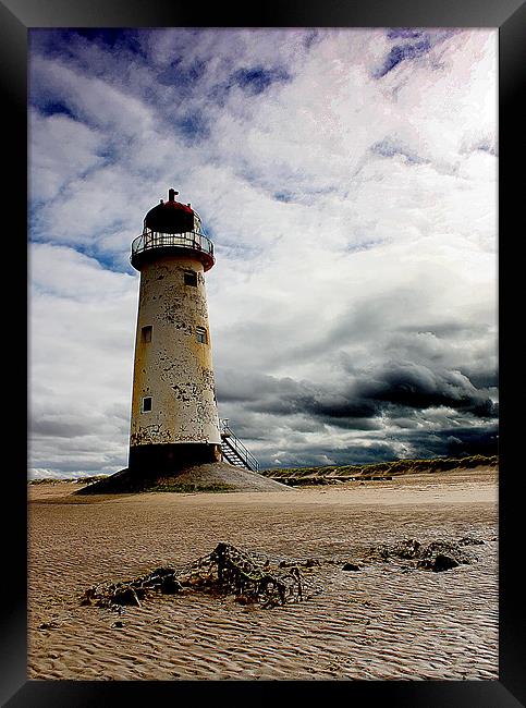 Talacre Lighthouse: A Beacon Amidst Storm Framed Print by Graham Parry