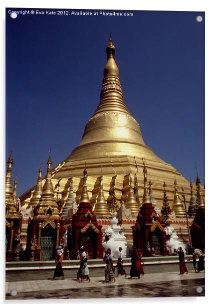 Schwedagon Pagoda Acrylic by Eva Kato