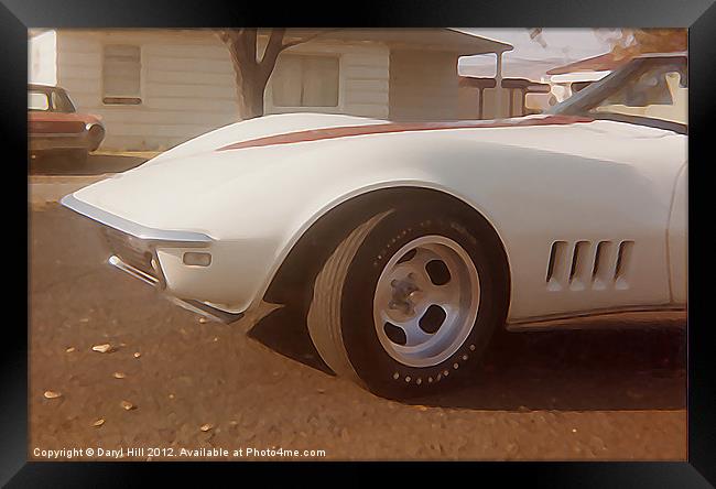 1968 Corvette Dreamy White Framed Print by Daryl Hill