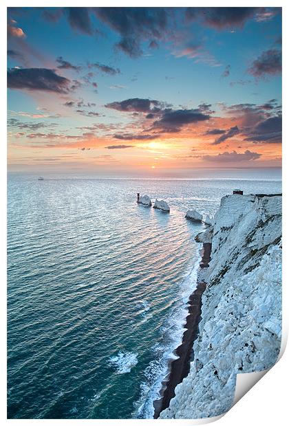 Isle of Wight Needles Sunset Print by Barry Maytum