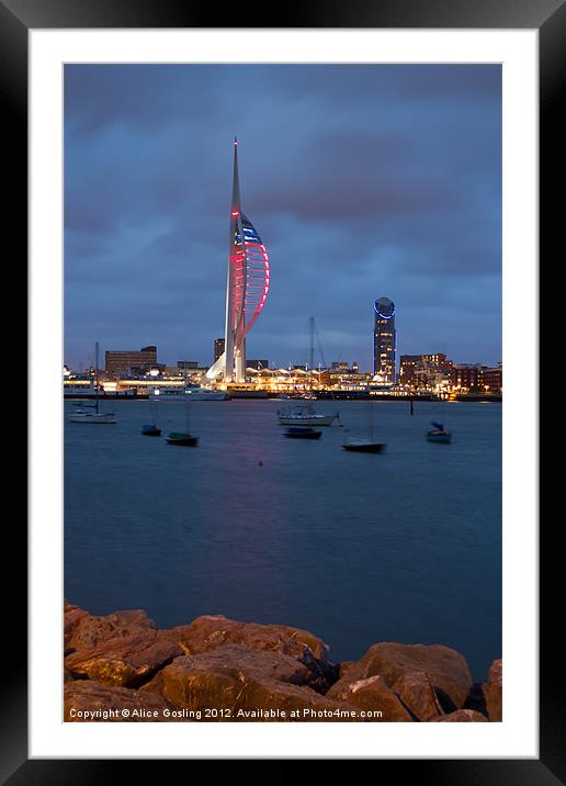 Spinnaker Tower in Red Framed Mounted Print by Alice Gosling