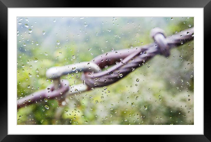 Cable tie through raindrops Framed Mounted Print by Arfabita  