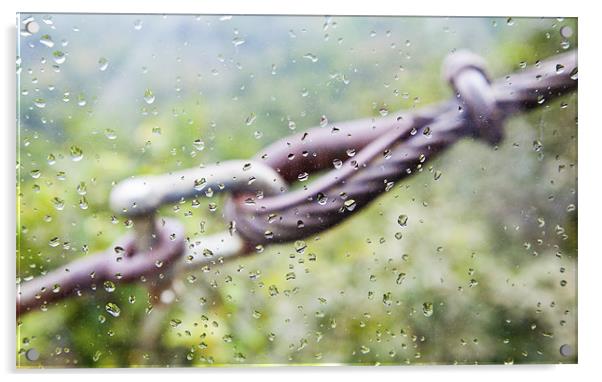 Cable tie through raindrops Acrylic by Arfabita  