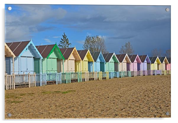 Beach Huts Mersea Essex Acrylic by Diana Mower