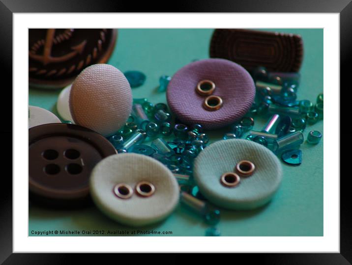 Buttons and bits Framed Mounted Print by Michelle Orai