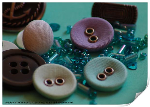 Buttons and bits Print by Michelle Orai
