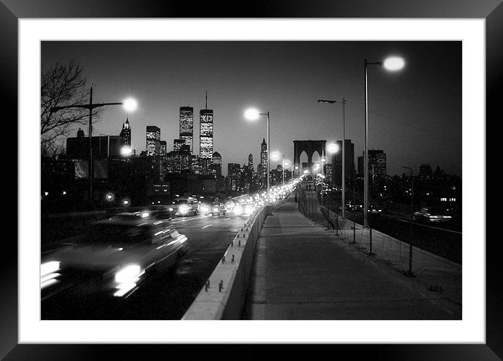 Brooklyn Bridge at dusk 1980s Framed Mounted Print by Gary Eason
