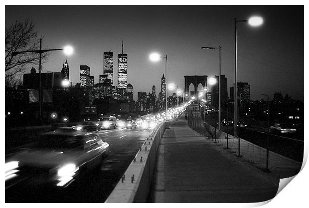 Brooklyn Bridge at dusk 1980s Print by Gary Eason
